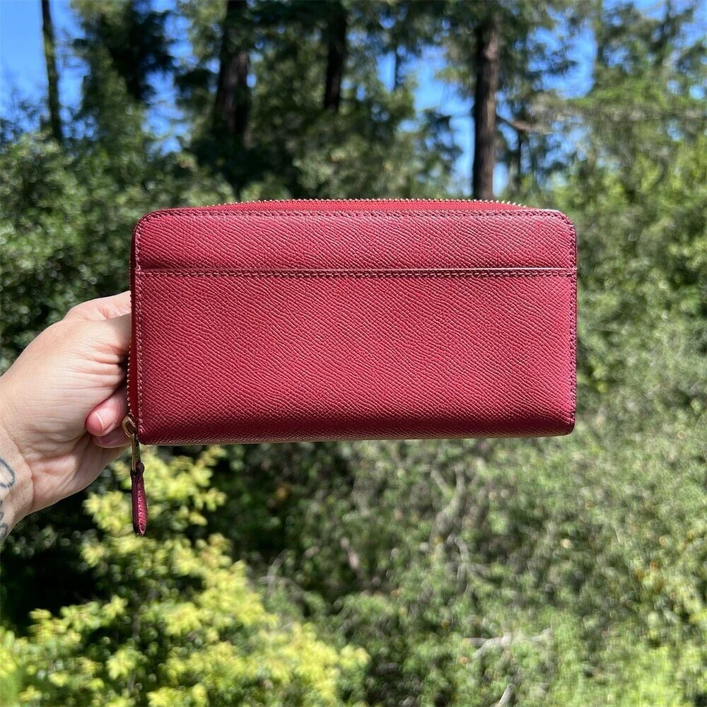 COACH PINK Crossgrain Leather Wallet with Gold Hardware AUTHENTIC NWOT